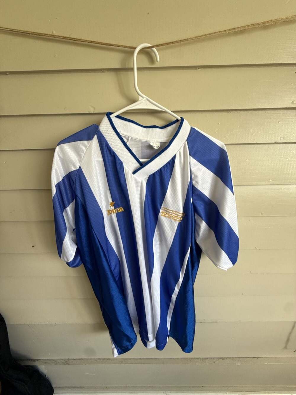 RARE Vintage Joma Honduras C. Pavón #9 Soccer Jersey Blue White Striped